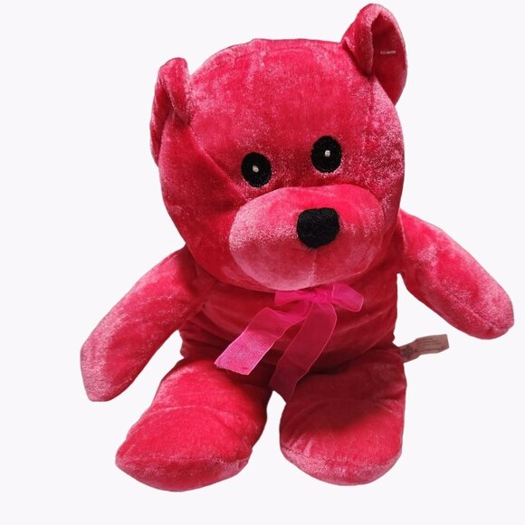 Toy Factory Pink Teddy Bear 12 inch Ribbon Bow Plush Stuffed Animal - Picture 1 of 4